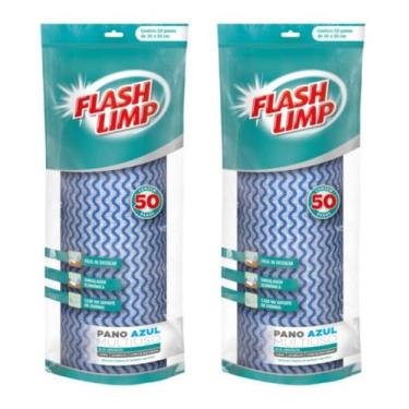 Imagem de 2 Rolo Pano De Limpeza Multiuso Total 100 Panos Flash Limp