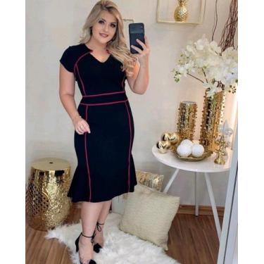 Imagem de Vestido Midi Plus Size Viés Moda Evangélica Feminina - Miss FLOWER, Pr