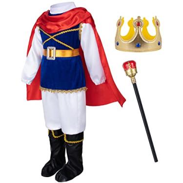 Imagem de Fantasia de Halloween para meninos Príncipe Encantado Aniversário Cosplay Roupas Reais para Crianças Azul 120 cm 4-5 anos