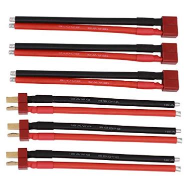 Imagem de ZYCST 3 Pares Deans T Conector fêmea e macho Conector RC Balança de Bateria Cabo Adaptador Conectores para RC Avião Quadricóptero Carro Barco Bateria Lipo Carregador ESC (12AWG 10cm)