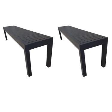 Imagem de Kit 2 Bancos Ripados Em Alumínio 1.50m Preto