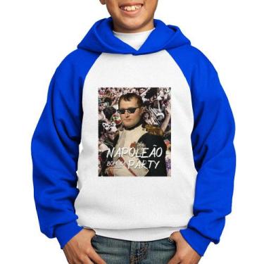 Imagem de Moletom Infantil Napoleão bom na party - Foca na Moda, Branco, Azul, 1
