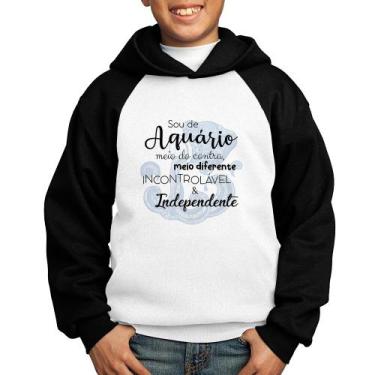 Imagem de Moletom Infantil Sou de Aquário - Foca na Moda, Branco, Preto, 14