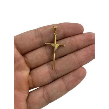 Imagem de Pingente cruz fio pp para cordão 1mm e 2mm - banhado a ouro - ToJoia18