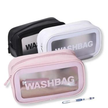Imagem de Bolsa Nécessaire Grande Transparente Com alça Washbag - Mormino, Rosa