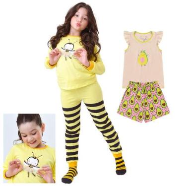 Imagem de  KIT PRONTO 2 Pijamas Infantis Menina 1 ao 10 anos 100% Algodão DETALH