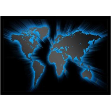 Imagem de Quadro Decorativo Mapa-Múndi Artístico Continentes Geografia Sala Escr