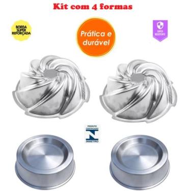 Imagem de Kit 4 Formas Com 2 Forma Vulcão e 2 Forma Ballerine Redonda Bolo Pisci