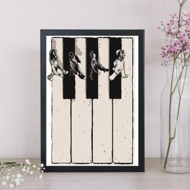 Imagem de Quadro Arte Beatles Piano 24x18cm - com vidro - Quadros On-line, Moldu