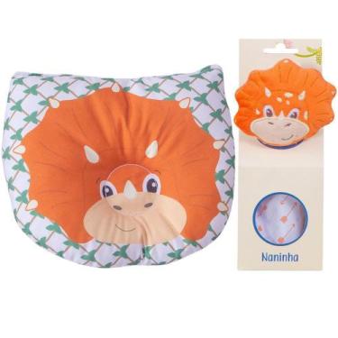 Imagem de Travesseiro Anatômico + Naninha para Bebê Dino Laranja - Miguel Baby