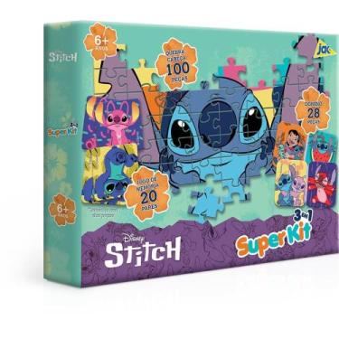 Imagem de QUEBRA-CABEÇA Cartonado STITCH 3 em 1  QUEBRA-CABEÇA, Dominó e Jogo da