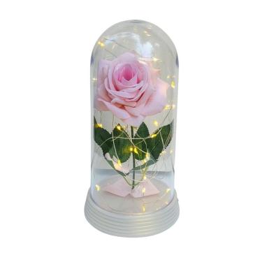 Imagem de Luminária a rosa encantada salmão 20 cm base pérola quente