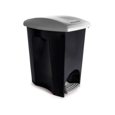 Imagem de Lixeira Com Pedal 7l Para Cozinha Banheiro Escritório Com Pedal Preto 