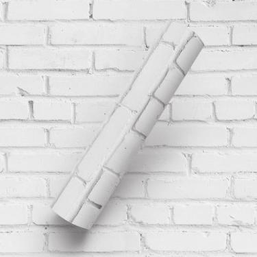 Imagem de Papel de Parede Adesivo Estilo Tijolinhos Rústicos Branco - BAZAR DOS 