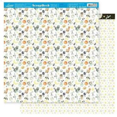 Imagem de Papel Scrapbook Dupla Face Estrelas e Astronautas Sd-1193 30,5x30,5cm 