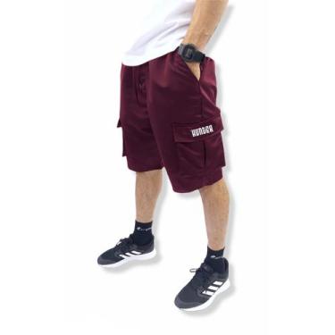 Imagem de Bermuda Cargo Corta Vento Verão Hunter Masculina 5 Bolsos Bordo, Bordô