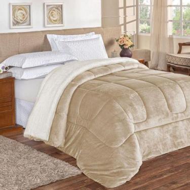 Imagem de Coberdrom Apollo King Sherpa + Manta Flannel 1 Peça Cáqui - CASA SCARP