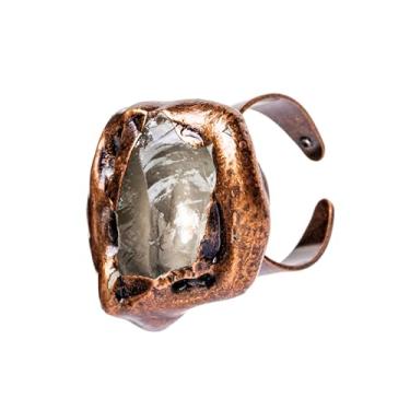 Imagem de YGLINE Anéis de pedra preciosa natural para mulheres, anéis de cristal cru para homens, joias de pedra vintage boho feitas à mão, anel aberto, anel ajustável., Pedra, Sem pedra preciosa