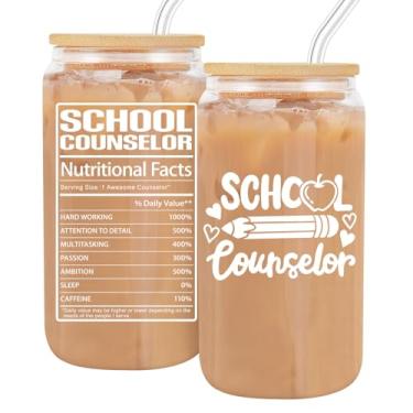 Imagem de Presentes de conselheiro escolar, presentes de semana de apreciação do conselheiro, presentes de conselheiro escolar para mulheres e homens, decoração de escritório de conselheiro copos de vidro de