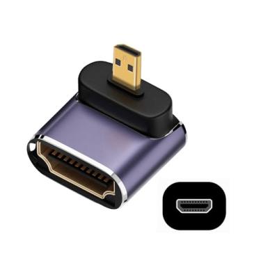 Imagem de xiwai Adaptador conversor dourado de extensão UHD macho para HDMI 2.1 fêmea HDMI angular 8K 60hz HDTV