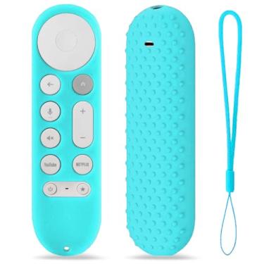 Imagem de TOKERSE Capa de silicone para Google TV Streamer 4K 2024 Controle remoto de pesquisa por voz - Capa protetora de controle remoto antiderrapante macia com cordão - Azul brilhante