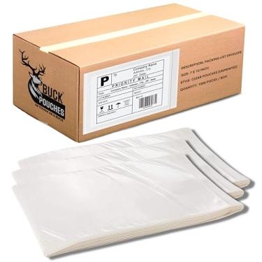 Imagem de Pacote com 100 capas para etiqueta de envio de 17,78 x 25,4 cm – Bolsas de envelope com adesivo autoadesivo – plástico transparente não impresso e suporte para lista de correspondência à prova d'água, ideal para faturas, documentos e etiquetas