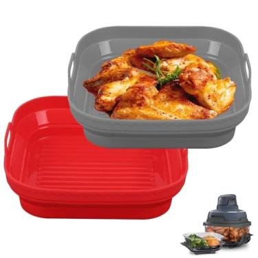 Imagem de Forro de silicone para fritadeira a ar ninja, pacote com 2 forros de fritadeira a ar, panela de silicone para fritadeira a ar Ninja Air Fryer Pro 5QT