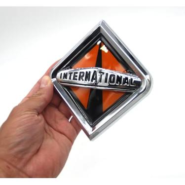 Imagem de Compatível com O Emblema Da Grade Do Capô Dianteiro Do Caminhão Internacional - Cromado/Laranja 3550901C2 5"" L X 5,5"" A Resina Adesiva, Dlf5852Fght