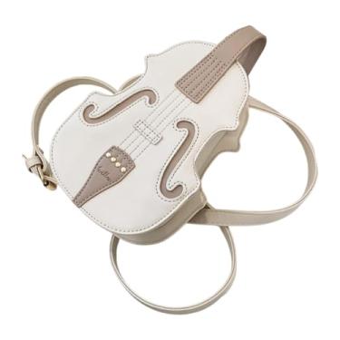 Imagem de Deevoka Bolsa crossbody em formato de violino moderna com alça ajustável bolsa pequena tipo estilingue, Branco