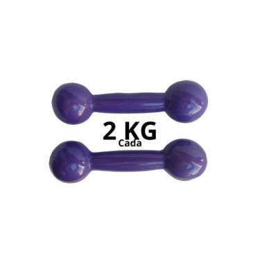 Imagem de Par De Halteres Emborrachado Lilas 2 Kg Fitness Musculação - Exercise 