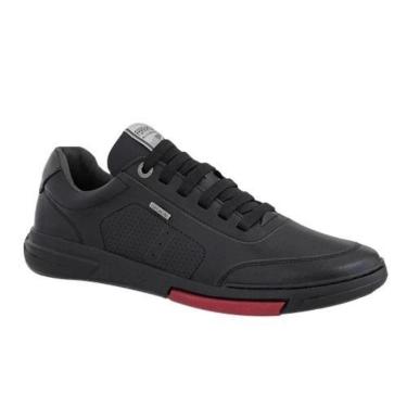 Imagem de Sapatênis Masculino Ferracini 24 Horas Couro Natural  - Preto/Vermelho - 41-Masculino