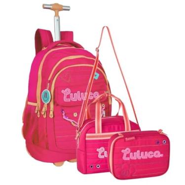 Imagem de Mochila Infantil Rodinha Luluca com Lancheira e Estojo 100 Pens (Pink)
