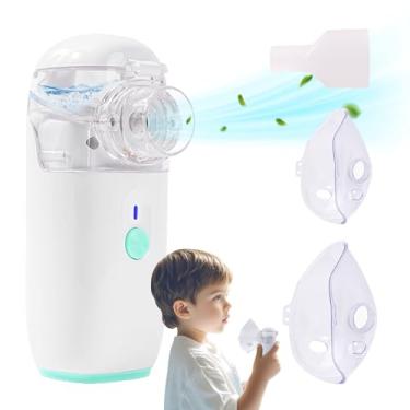 Imagem de Nebulizador portátil para crianças e adultos: Nebulizador de malha recarregável portátil - Máquina nebulizadora para viagens e casa com 3 modos - Bocal nebulizador/2 máscaras