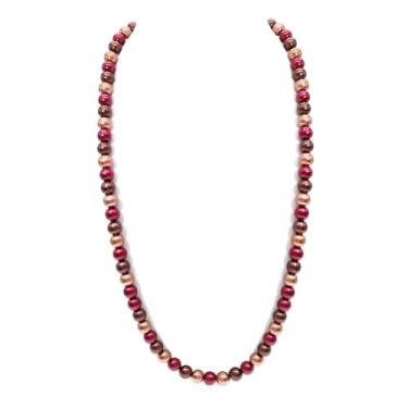 Imagem de JNF Colar de pérola grande para mulheres colar de pérola grossa colar grande falso colar e brincos conjunto de colar de pérolas dos anos 20 bijuteria fantasia, Pérola sintética, Sem Pedra Preciosa