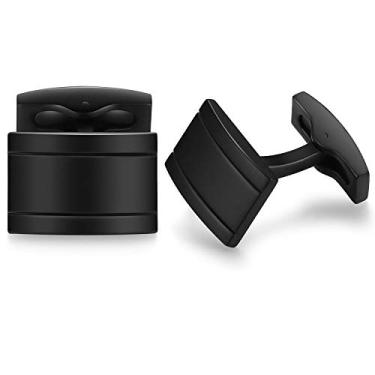 Imagem de Abotoaduras retangulares HONEY BEAR para presente de casamento masculino em aço