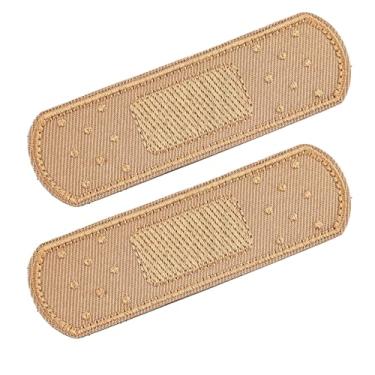 Imagem de Framendino, Pacote com 4 adesivos de band-aid com aplique bordado criativo, braçadeira tática costurada em emblemas decorativos, adesivos de tecido para reparo de roupas jeans