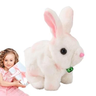 Imagem de Animal de coelho recheado realista e realista Toys de coelho, Coelho eletrônico interativo com sino, Orelhas interativas para caminhada e tremores, brinquedo de coelho de pelúcia, educacional para cri