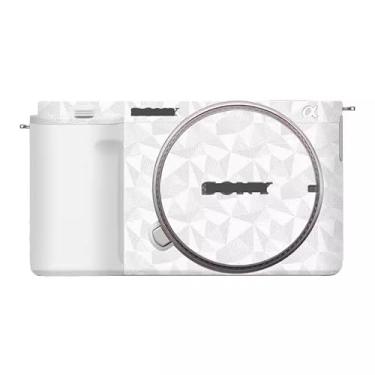 Imagem de Adesivo de capa de câmera branca para Sony ZV-E10 película protetora antiarranhões decoração protetora (couro branco + triângulo branco)