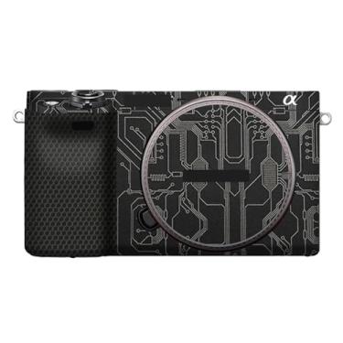 Imagem de Adesivo de capa de câmera para Sony A6400 A6300, película protetora, antiarranhões, decoração e resistência ao desgaste (titânio a circuito)