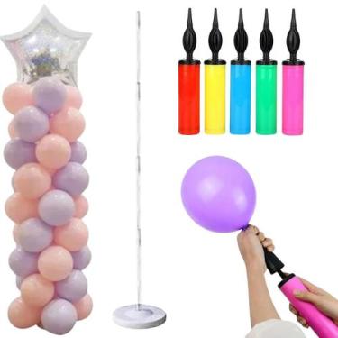 Imagem de Kit Suporte 1,50m + Bombinha Encher Balão Festa Decoração - Crgfestas