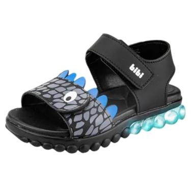 Imagem de Sandália Infantil de Luz Bibi Summer Roller Light Preta de Dino (Preto, BR, Criança de 4 a 8 anos, Numérico, M, 32)