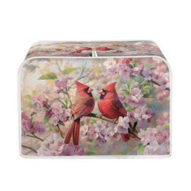 Imagem de Talayituse Cardeal Cherry Blossom Print 2 fatias capas de torradeira proteção contra poeira capas de máquina de pão torradeira capa de pano de forno acessórios de cozinha capa de aparelho lavável, P
