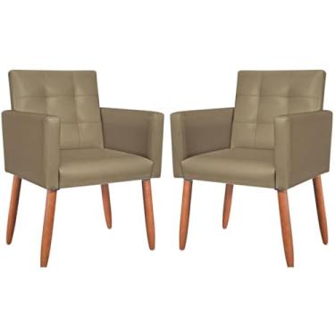Imagem de Kit 2 Poltronas Cadeira Courino para Recepção Sala de estar Clinica Escritório (Cappuccino)