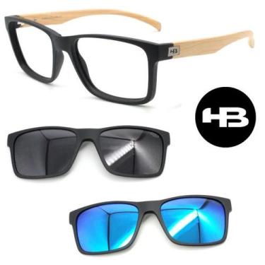 Imagem de Armação Grau Hb Switch 0339 261 Preto Madeira com 2 Clipons, Cinza, Az