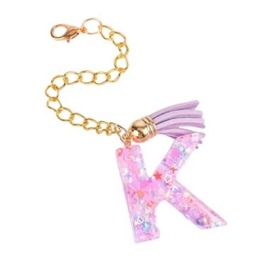 Imagem de HAPPYLIVE SHOPPING Acessórios de letras para copo Stanley, corrente de garrafa de água com letra, 1 peça de chaveiro fofo com pingente com borla para Stanley Tumbler para mulheres, Resina epóxi