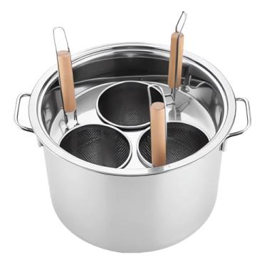 Imagem de Conjunto de panela de macarrão com 4 furos, cesta de inserção de 33 L, utensílios de cozinha com 4 filtros, durável, de aço inoxidável, espesso, com tampa para casa, cozinha, restaurante, macarrão,