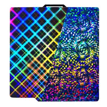 Imagem de IdeaFormer-3D Double Sided PEW PES Build Plate para Bambu Lab X1/X1C/X1E/P1P/P1S/A1, Rainbow Gear+Plaid Placa de Aço de Mola Flexível 257x257mm Plataforma Removível para Impressoras 3D Bambu Labs