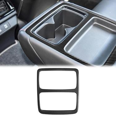 Imagem de SUNJIKA Compatível com consoles centrais de fibra de carbono aço inoxidável assento traseiro suporte de copo de água painel guarnição acessórios interiores para Honda Accord 10ª geração 2018-2022 11ª