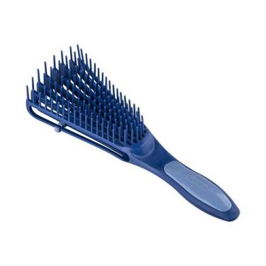 Imagem de Escova De Cabelo Caracol Cabelos Crespos e Cacheados Flexível Azul Dom