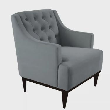 Imagem de Poltrona Decorativa Clássica Capitonê Suede Cinza - ds Móveis
